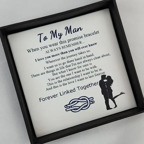 🔸️NIB Black "To My Man" Braided Leather Infinity Knot Cuff Bracelet 7.8" - Picture 6 of 11